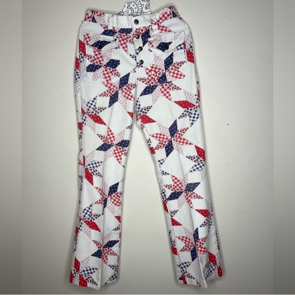 Vintage 70's Lady Wrangler Patchwork Print Pants - Picture 6 of 7